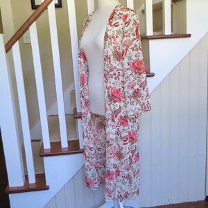 RD & Koko Sheer Long Kimono Wrap SIZE XS Floral